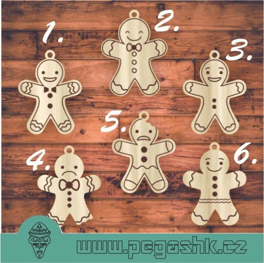 DŘEVĚNÁ VÁNOČNÍ OZDOBA - 5 Gingerbread Men Keyrings 1 - Kliknutím na obrázek zavřete